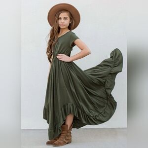 Joyfolie Braelyn Elegant Olive Green Kids Dress